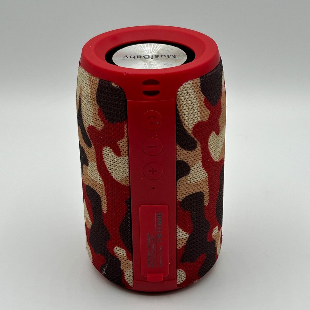 MusiBaby M68 Portable Bluetooth Speaker Red Camouflage Wireless Outdoor Audio